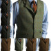 Mens Tweed Waistcoats Cowboy Herringbone Vintage Wedding Vests S M Large XL XXL