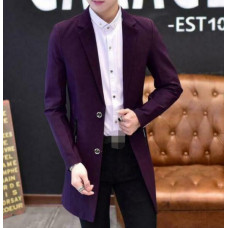 Mens Lapel Collar Slim Long Trench Coat Jacket Formal Prom Blazers Suit Outwear