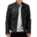 Mens Retro Leather Jacket Motorcycle Stand Collar Biker Coat Zip Up Outwear Tops