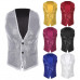 Mens Sequin Vest Shiny Suit Slim Fit V-Neck Party Dress Tuxedo Waistcoat Jackets