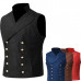 Victorian Mens Double Breasted Button Vest Gothic Steampunk Gentleman Waistcoat