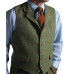 Mens Tweed Waistcoats Cowboy Herringbone Vintage Wedding Vests S M Large XL XXL