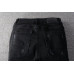 Men's Knee Hole Patch Elastic Cloth Slim Jeans Retro Classic Black Biker Pants