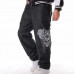 New Mens Hip Hop Jeans Denim Embroidery Skull Skeleton Baggy Trousers Streetwear