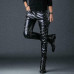 Men's Motorcycle Faux Leather Punk Skinny Pants Slim Fit Pants Biker Trousers