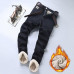 Men's Warm Jeans Business Fashion Classic Denim Straight Fleece Thick Pants