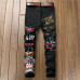 Men Denim Pants Gold Letter Print Jeans Slim Fit Pants Straight Leg Trousers