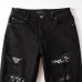 Men Ripped Shepherd Check Patch Slim Jeans Retro High Street Classic Black Pants