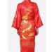 Chinese Men's Traditional DragonEmbroidery Satin Robe Bath Gown Male Sleepwear