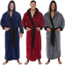 Luxury Long Bath Robe Dressing Gown Hooded Mens Womens Fluffy Fleece Bathrobe A