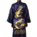 Chinese Men's Traditional DragonEmbroidery Satin Robe Bath Gown Male Sleepwear