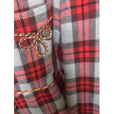 Vintage Gray Red Plaid Wool Robe Cording Tie Tassel Western Men Women Black