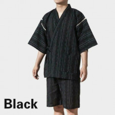 Mens Japanese Pyjama Suit Yukata Jinbei Traditional Kimono Nightwear Stripes