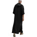 Taoliyuan Mens Kaftan Hooded Robe Linen Thobe V Neck Long Gown Casual Shirt with