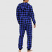 Mens Flannel One Piece Pajamas Set Men House Comfortable Plaid Print Sleepwear