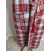 Vintage Gray Red Plaid Wool Robe Cording Tie Tassel Western Men Women Black