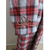 Vintage Gray Red Plaid Wool Robe Cording Tie Tassel Western Men Women Black