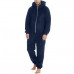 Men's Warm Furry Plush Long Sleeve Pajamas Casual Solid Zip Up Loose Jumpsuit