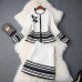 New Women White/black Suits 2/pcs Coat+Skirt Suits Winter Luxury 2Pc Sets