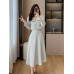 Single Breasted Short Coat + High Waist Mid Length Skirt Ladies Suit 2 Piece Set