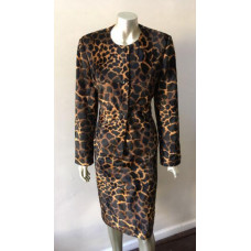 Couture Animal Print Leopard Faux Fur 2 Piece Jacket Formal Party Skirt Suit 8