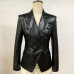 Womens Blazer Jacket Double Breasted 2Pcs Suits Coat Skirt Faux Leather Slim Fit