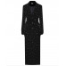 Black Velvet Women Dress Long Jacket with Belt Rhinestone Formal Party Lady Wear