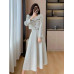 Single Breasted Short Coat + High Waist Mid Length Skirt Ladies Suit 2 Piece Set