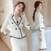 2PC Suit Women's Cotton Dress Blazer Long Skirt Formal Slim Fit Irregular Chic