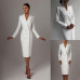 Long Jacket Dress Women Ladies Double Breasted Formal Dress Prom Evening Wear