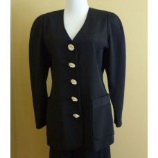 VTG Custom Made Rare Black Silk Evening Jacket & Maxi Skirt Suit in size 6-8