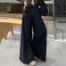 Women Denim Jean Flared Bell-Bottom Pants High Waist Trousers Loose Wide Legs